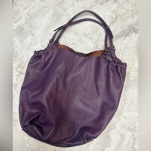 Vintage Purple Genuine Leather Women's Large Hobo Tote Bag Purse
